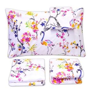 Supreme Collection 1500 Extra Soft King Sheet Set - Botanical Pattern w/ Birds